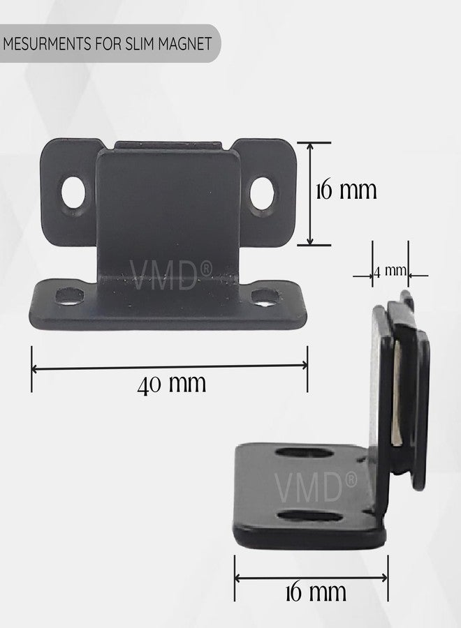 VMD, Slim L Magnetic Door Catch, Ultra Thin S.S Cabinet Door Magnets with Screws, Magnetic Door Stopper Safety Latches for Kitchen Cupboard Closet. (Black - Pack of 15) - Image 2